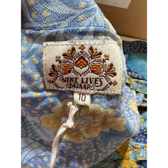 Nine Lives Bazaar Allure Maxi Wrap Dress Size 10 Blue Floral Boho Long Sleeve - Picture 13 of 16